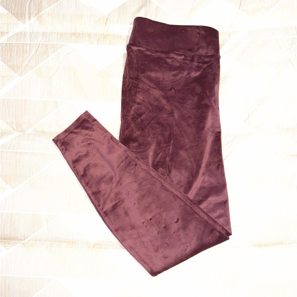 Lane Bryant Burgundy Velvet Leggings SZ Plus C/D NWOT